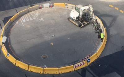 Vista aèria dels treballs a la rotonda de la Rambla Ibèria